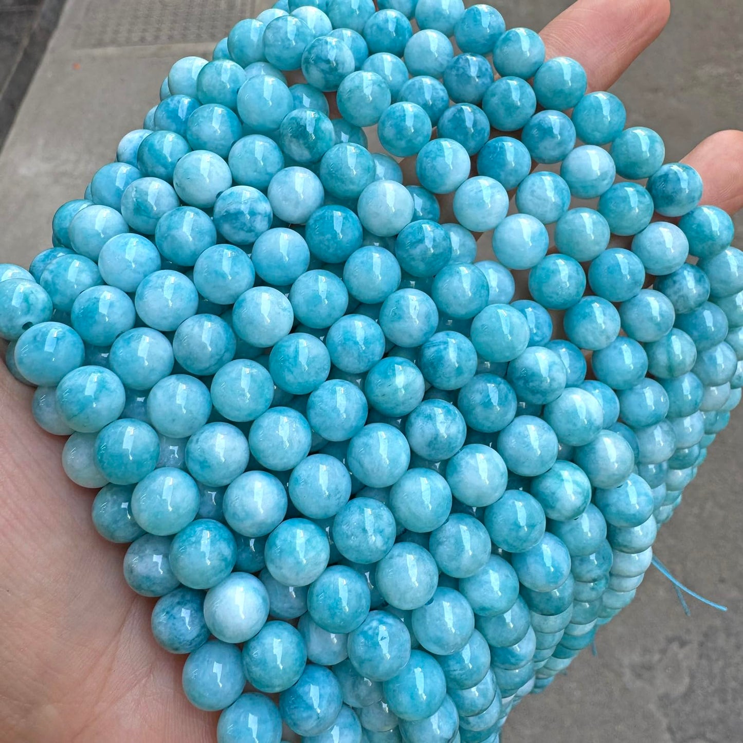 38pcs 10mm Natural Stone Beads Larimar Blue Stone Round Loose Beads for Jewelry Making DIY Bracelets Necklace