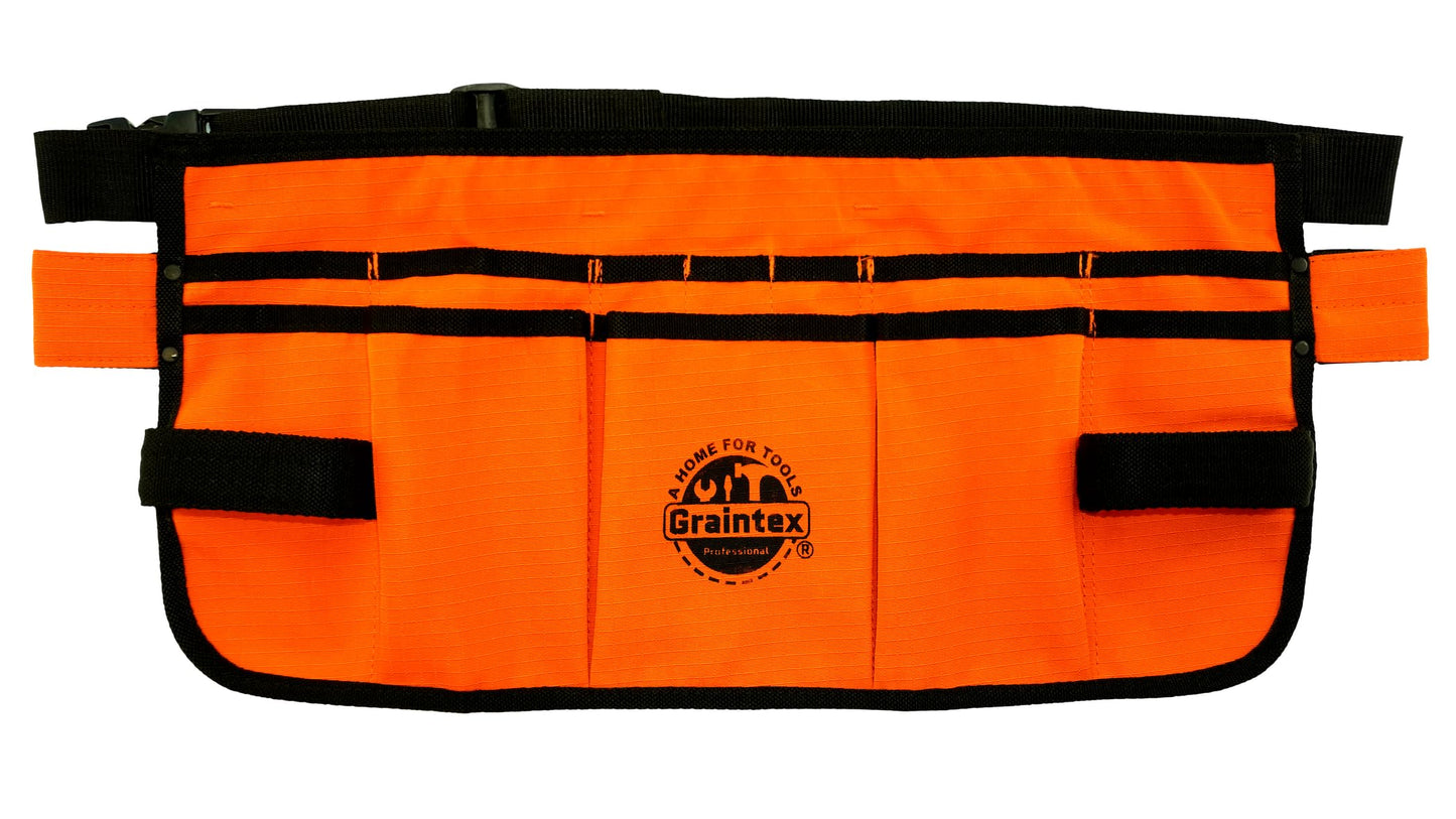 Graintex Heavy-Duty Ripstop Canvas Tool Apron – 12 Pockets, Adjustable Belt, Reinforced Stitching – Carpenter, Gardener, and DIY Utility Waist Apron - Orange