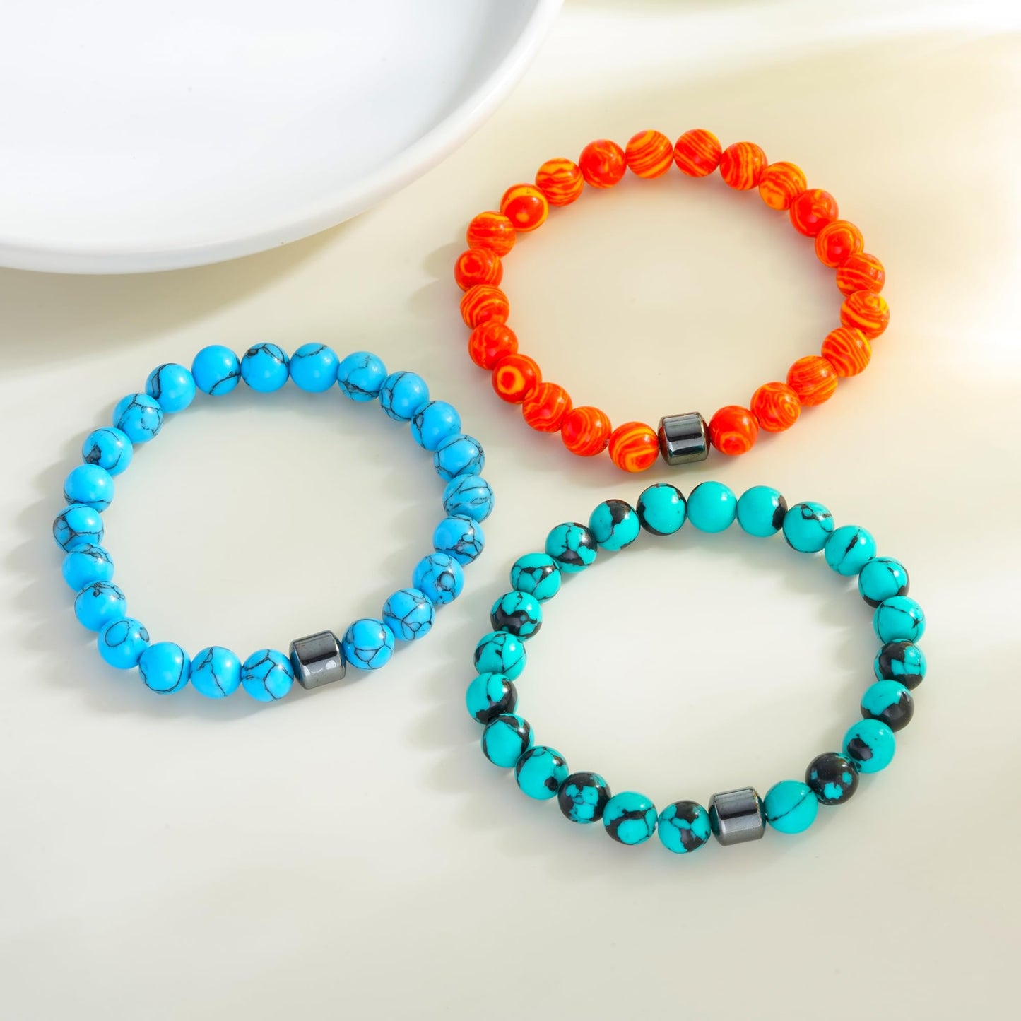 ZHDHDQ 3PCS Glame Anti Alcohol Bracelet for Men Women，Stone Volcanic Stone Reduce the Urge Drinking Alcohol Manifestation Relieve Anxiety Stress Jewelry Gift (colorful)