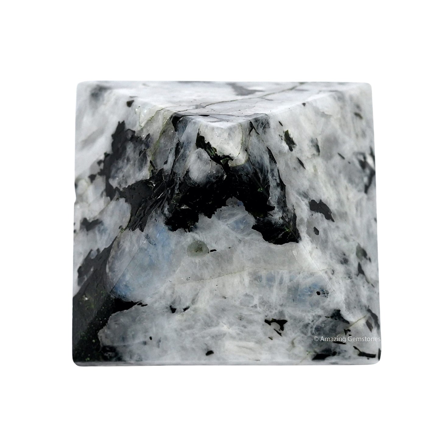 Amazing Gemstone Rainbow Moonstone Pyramid Crystal Healing Stones - 2" Great Pyramid Figurine of Natural Stone Pyramid for Meditation, Reiki, Chakra Balancing and Crystal Pyramids Grid