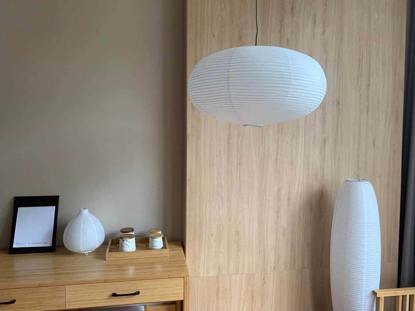 Henjjras large White Oblate Pendant Lamp Shade 55.5cm(21.85in) Chinses lantern Home Decor Paper Ceiling Lampshade