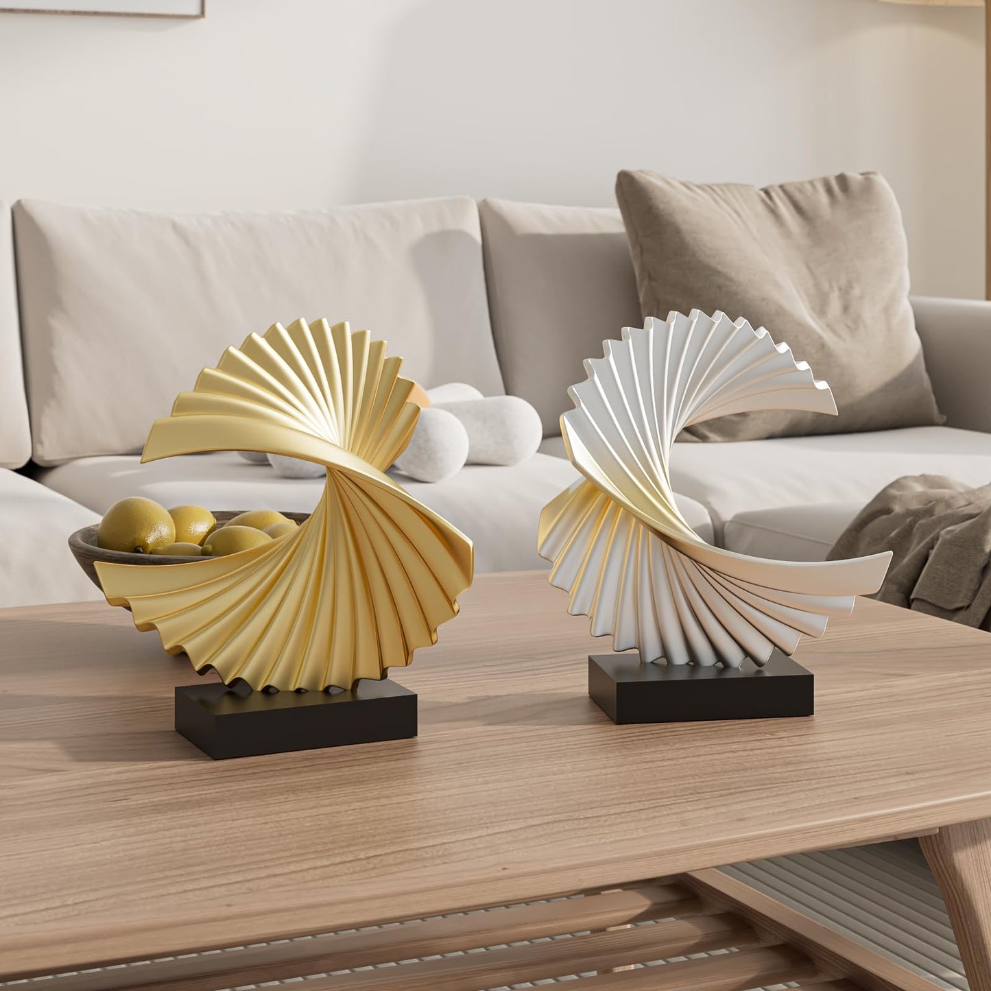 Paytonture Gold Ocean Wave Statue, Modern Abstract Art, Resin Statue, Office Desk & Shelf Decor Accent for Men
