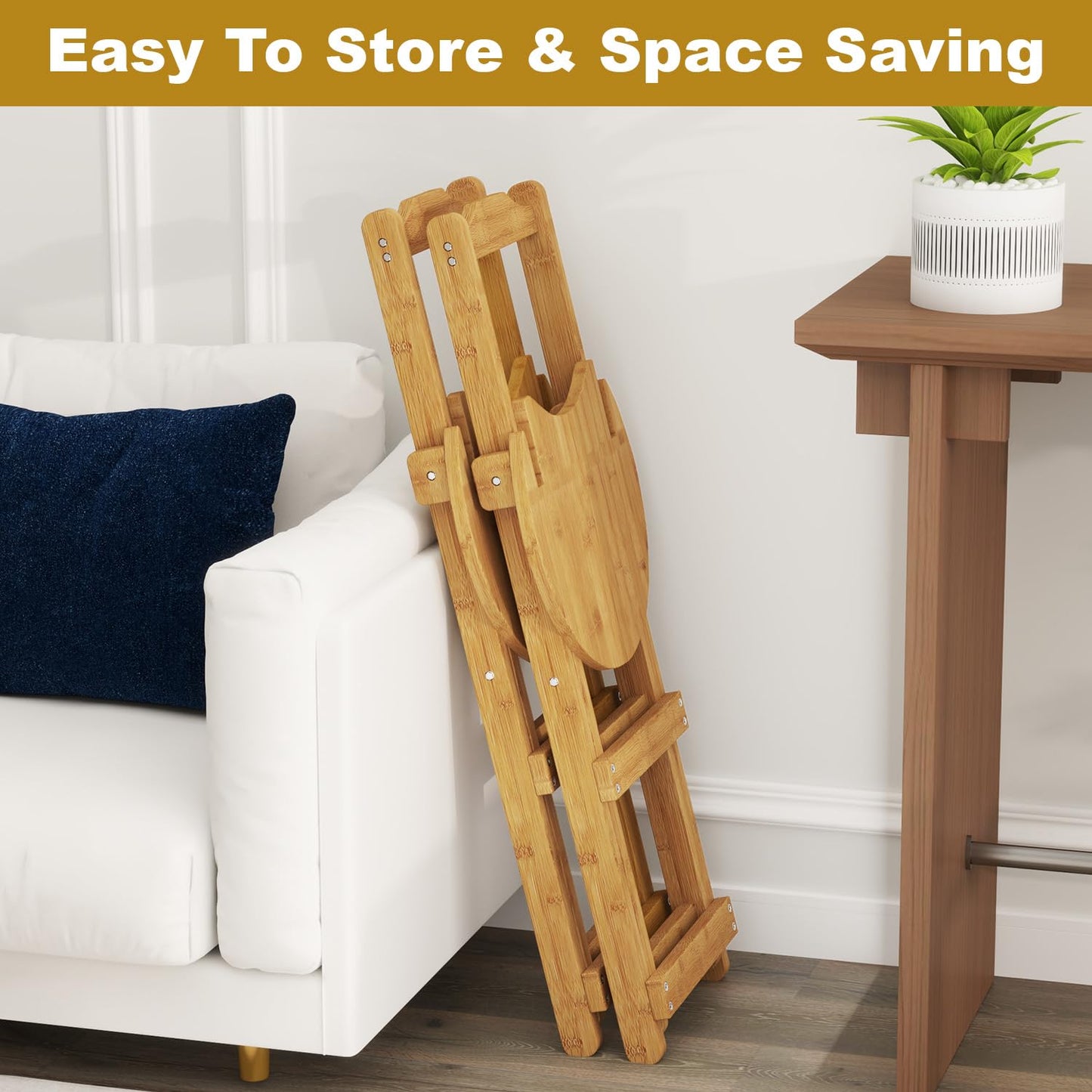 Nisorpa Folding Bar Stool with Backrest Kitchen Counter Height Stool with Back Support Foldable Bamboo Bar Stool Folding Bar Chair for Home Kitchen Island Breakfast No Assembly 1Pack