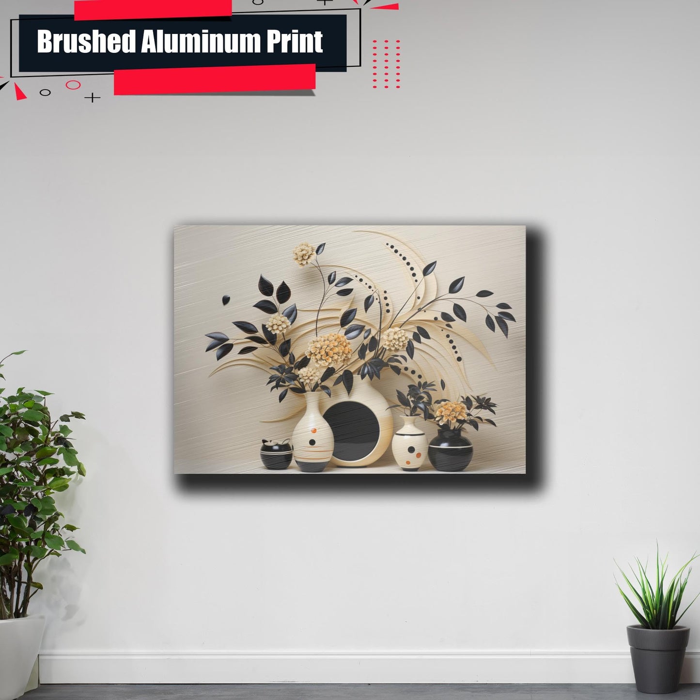 Scandinavian Folk Art, Black and Beige Abstract Botanical Wall Art for Scandinavian Home Decor, poster Prints, Wall Decor