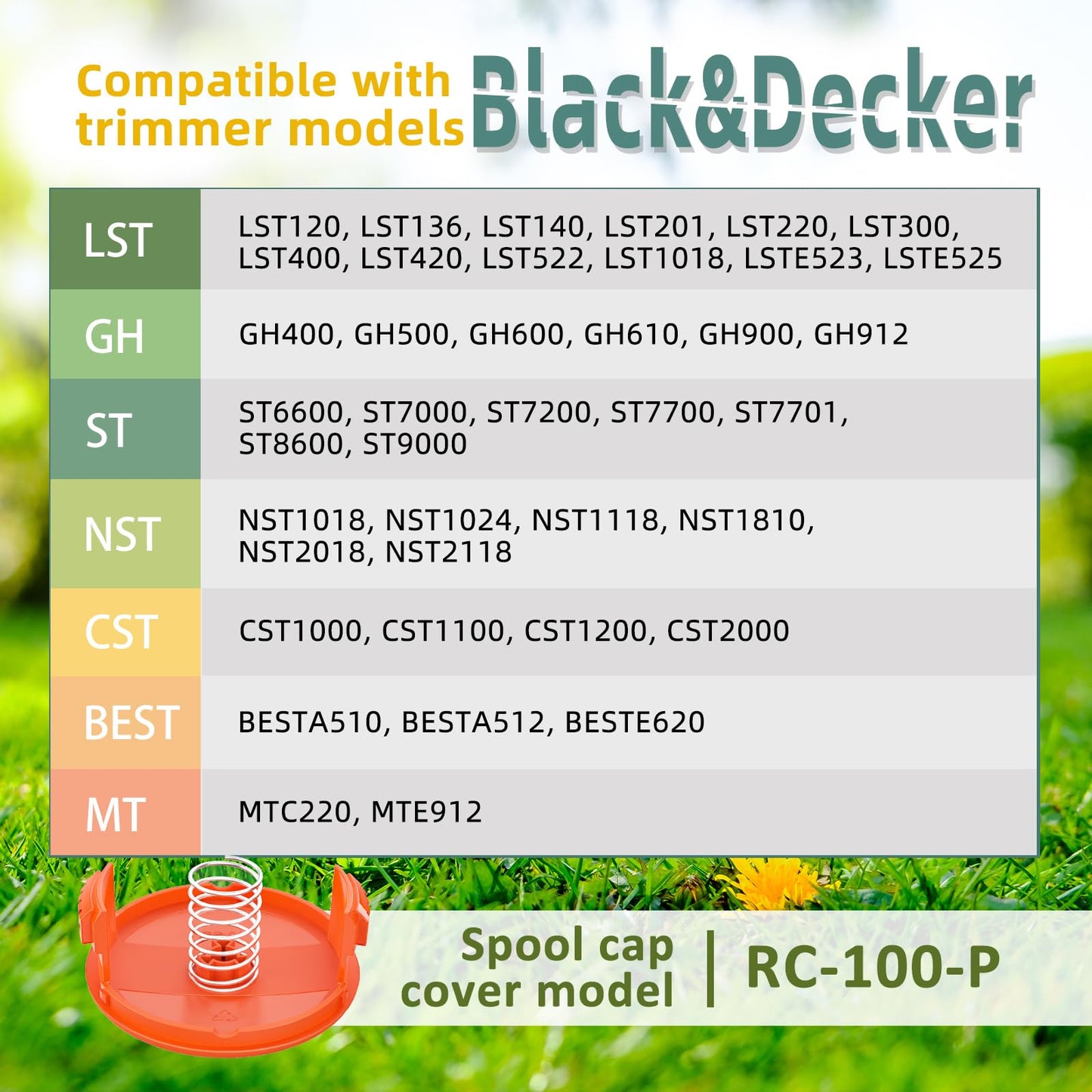 YWTESCH 16 Pack Weed Eater String Compatible with Black+Decker, 360ft 0.065" AF-100 Replacement Spool, Autofeed String Trimmer Line Fit for Black+Decker Weed Wacker(12 Spools,4 Spool Caps,4 Springs)