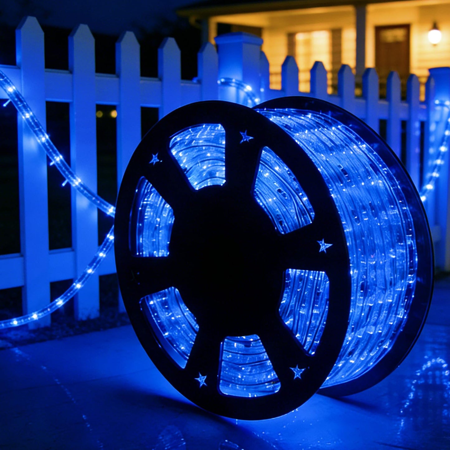 Tuanchuanrp LED Rope Lights, 100ft 110V Waterproof Rope Lights for Outside, Outdoor String Lights, Ideal for Eaves, Backyards Garden, Christmas Decoration(Blue)