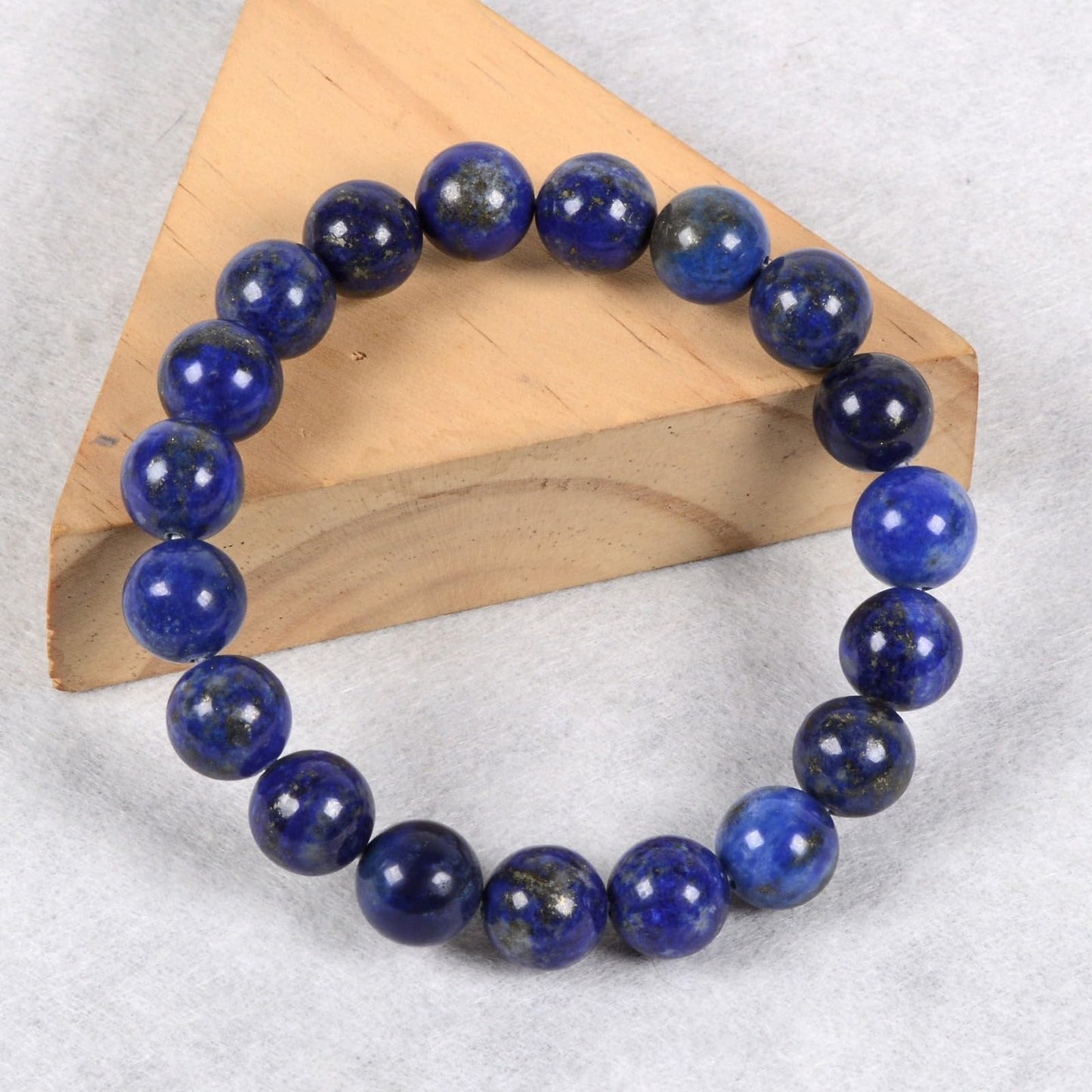 Justinstones Natural Lapis Gemstone 10mm Round Beads Stretch Bracelet 7 Inch Unisex