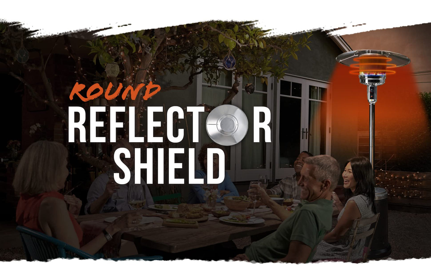 Fire Sense 61956 Patio Heater Premium Weatherproof Aluminum & Dust Proof Reflector Shield Extended Heat Range 32" Round Reflector