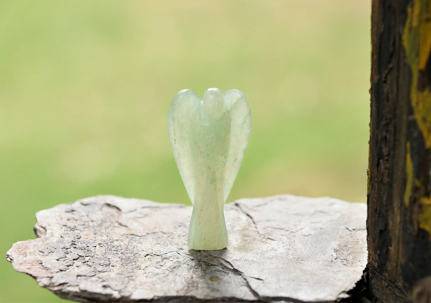 Crocon Green Jade Gemstone Guardian Angel Healing Figurine, Hand Carved Pocket Angel - Crystals for Positive Energy, Handmade Mini Statue for Love, Peace & Healing, Natural Gemstone Healing Figurine