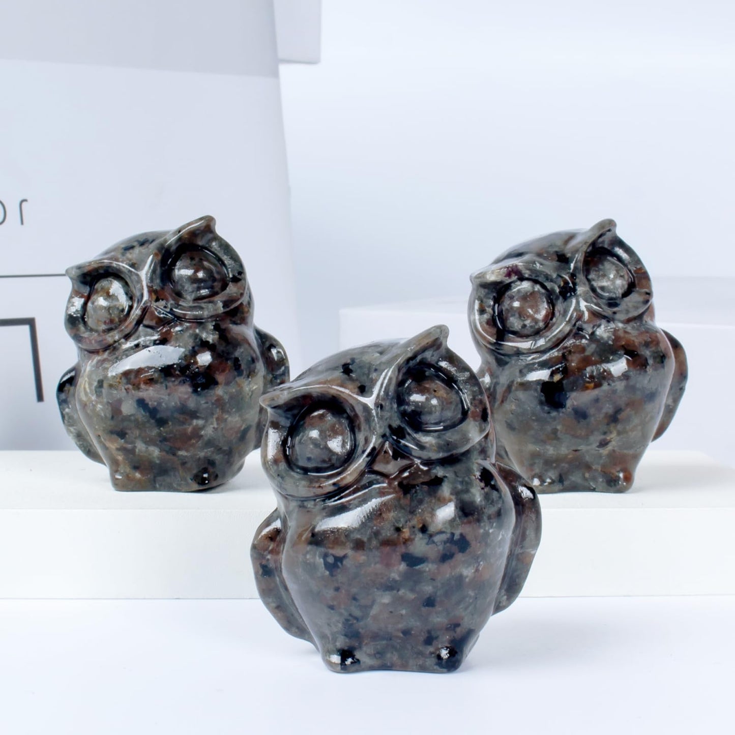 QLRSUXN 2 Inch Owl Figurine Handcrafted,Flame Stone Healing Crystal Animal Sculpture,Home Decor Unique Gift for Collectors,Crystal Artwork Nature Lovers Birthday Anniversary Present Spiritual Gift
