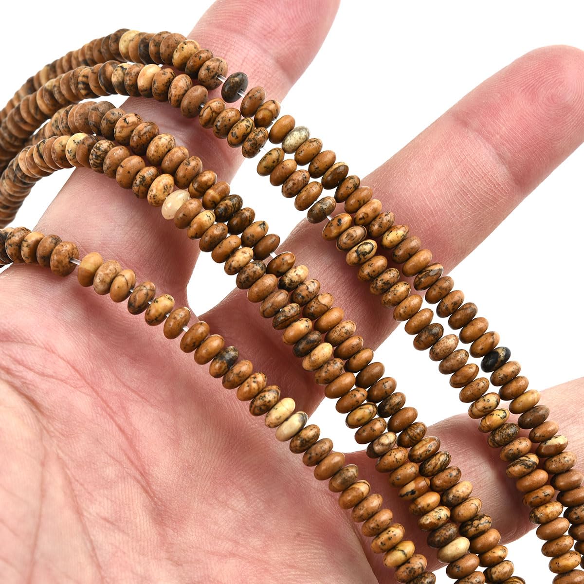 160pcs 4x2mm Natural Picture Jasper Disk Rondelle Spacer Stone Semi Precious Gemstone Loose Beads for Jewelry Making 15 Inch