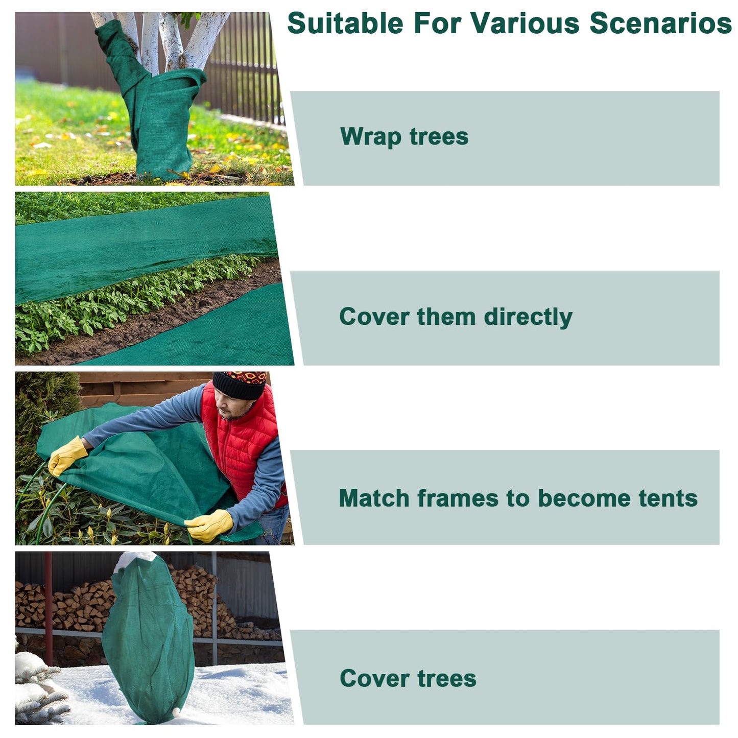 NNG 10x50ft Plant Covers Freeze Protection Frost Blankets 1.35oz/yd² Non-Woven Fabric Floating Row Cover Plant Blanket Protector Garden Winterize for Winter Outdoor Plants,Vegetables
