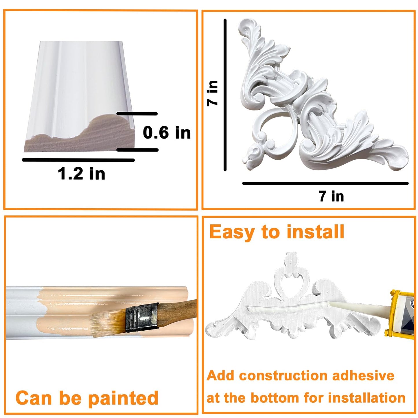 Ready to Assemble Wall Molding Kit Corners Made into 1 Top and 1 Bottom Frame Premade Accent Wall Molding Wainscoting Panels for Interior Wall Decor Living Room and Bedroom