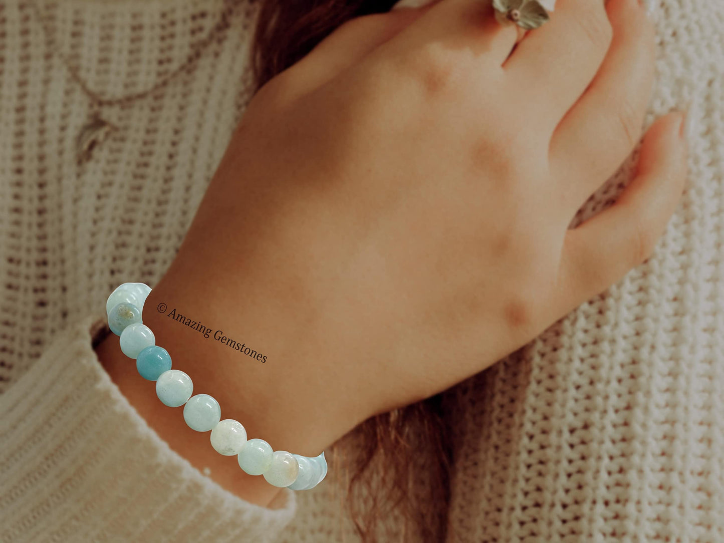 Amazing Gemstone Crystal Bracelet for Women Men's Gifts - Protection Healing Crystal Bracelet - 8mm Gemstone Beaded Stretchable Bracelet Pulseras Para Hombres Mujer Stocking Stuffers Mothers Day Gift (Amazonite)
