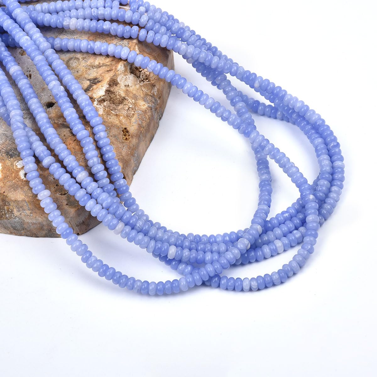 160pcs 4x2mm Blue Lace Agate Disk Rondelle Spacer Stone Semi Precious Gemstone Loose Beads for Jewelry Making 15 Inch