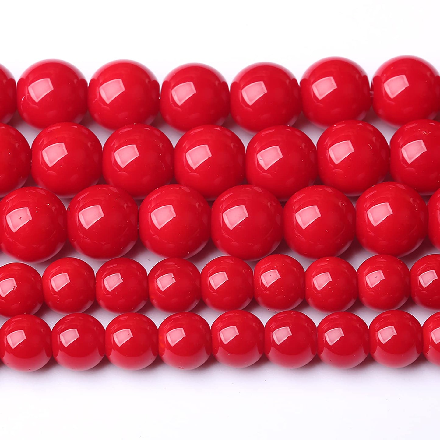 10MM 32pcs Red Glass Beads for Jewelry Making Round Loose Spacer Crystal Energy Healing Power Stone Beads DIY Bracelet Necklace Accessories (Red Glass, 10mm)