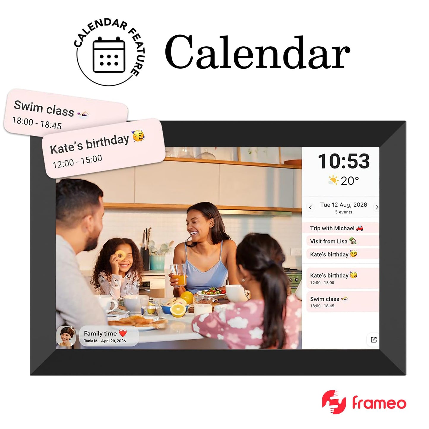 32GB FRAMEO 10.1 Inch Smart WiFi Digital Photo Frame 1280x800 IPS LCD Touch Screen, Auto-Rotate Portrait and Landscape, Built in 32GB Memory, Share Moments Instantly via Frameo App from Anywhere