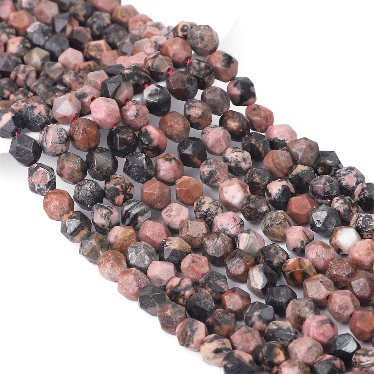 BEADIA Faceted Natural Rhodochrosite Stone Round Beads 8mm 36cm/Strand for Jewelry Making
