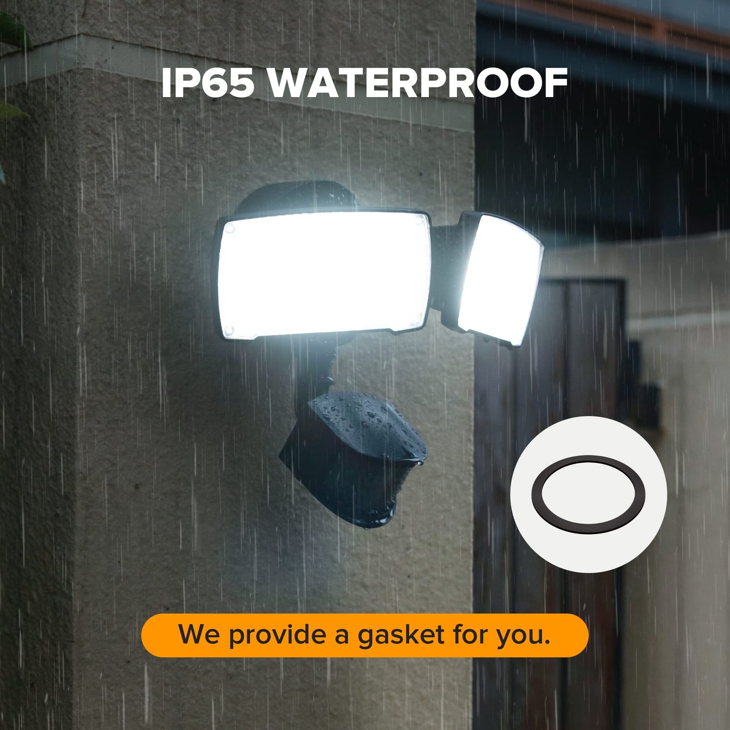 LUTEC 38W 3500 Lumen LED Motion Activated Integrated Dual-Head Floodlight Outdoor with Motion Sensor, 5000K Daylight, Dusk to Dawn, Exterior Security Wall Light for Patio, Garden, Yard(Black)