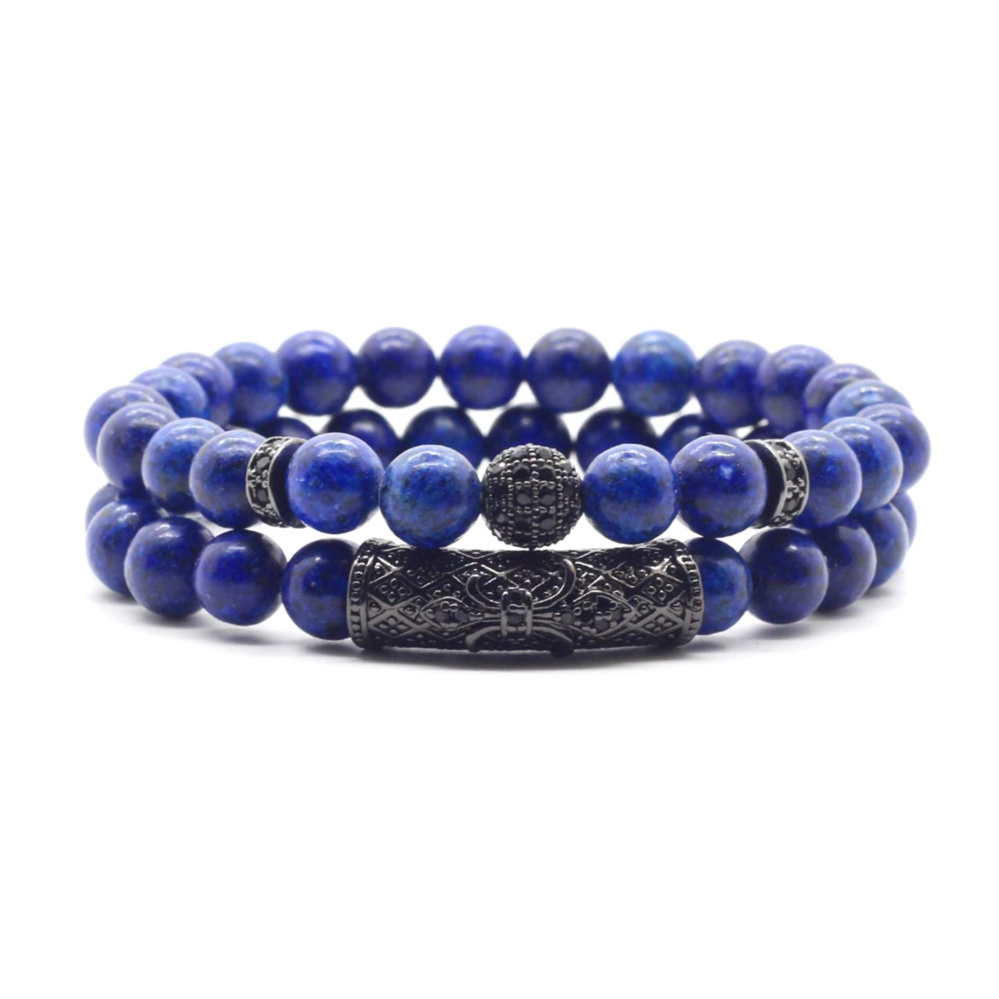 GDLKPYHS Lapis Lazuli Bracelet, Handmade Beaded 8 MM Beads Adjustable Stretch Beaded Bracelets Healing Crystal Chakra Bracelet Men's and Women's Gifts