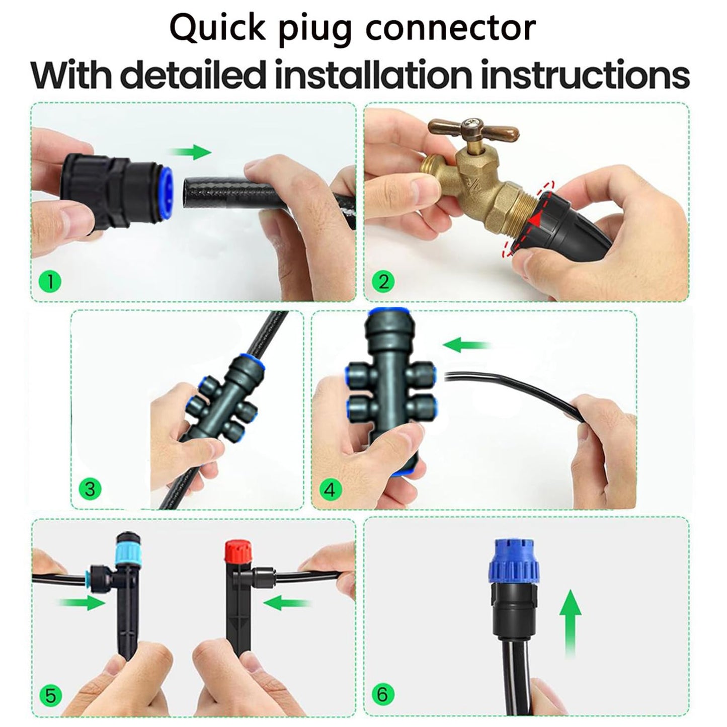 Quick-Connect Automatic Drip Irrigation System Kit – 230FT Garden Watering Kit with Adjustable Nozzles & Sprinklers for Greenhouse, Lawn, and Potted Plants Watering System