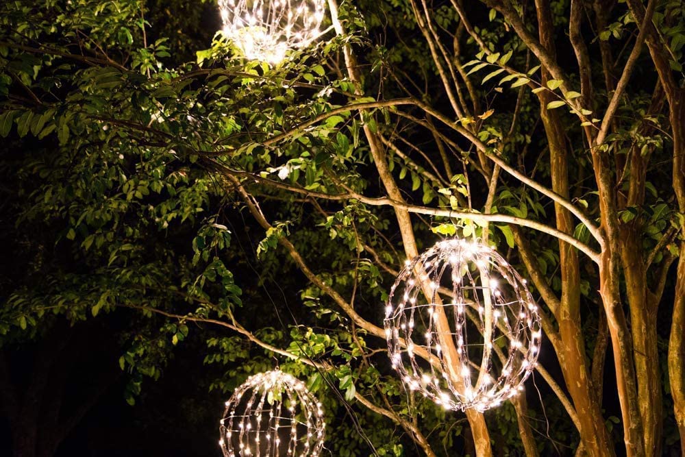 Elf Logic 3 Pack 16” Outdoor/Indoor LED Christmas Light Balls. Durable, Waterproof, Long-Lasting, Lightweight Bright Light Ball. Warm LED Lights for Holiday Decor, Patio, Wedding Decor