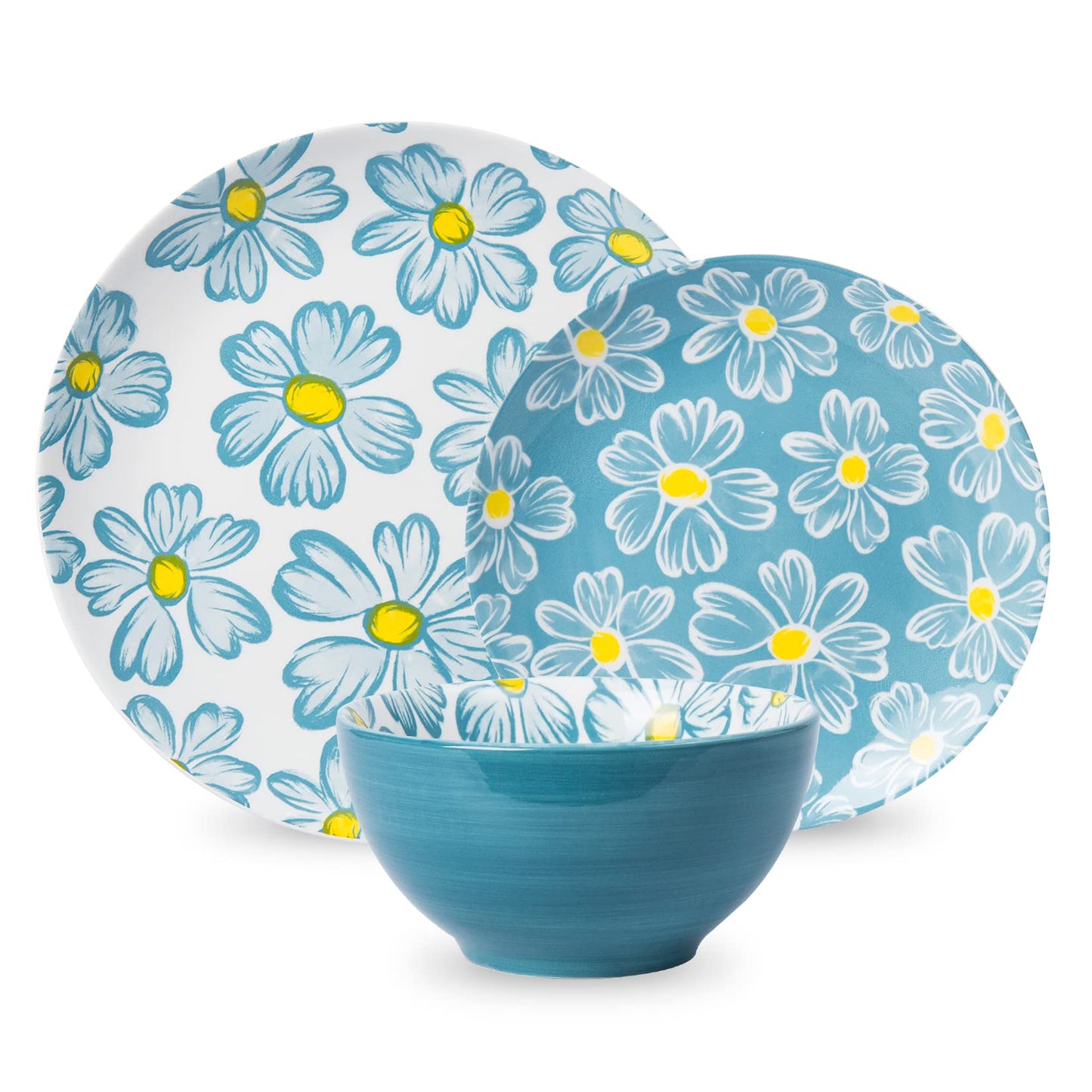 SAGOSKAT 12-pieces Dinnerware Set Ceramic Dish Set Plates Sets Service for 4, Bowl Sets, Stoneware Dinnerware Sets, 12pcs Plate and Bowl Set for kitchen