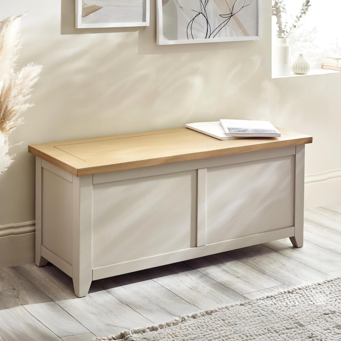 Julian Bowen Richmond Wooden Storage Bench, Elephant Grey, 45 x 105 x 40 cm
