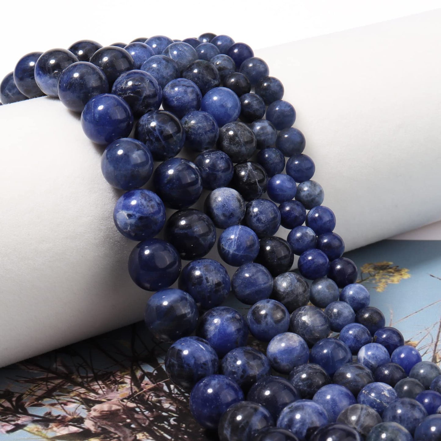 45pcs 8mm Natural Stone Beads Blue Sodalite Beads Energy Crystal Healing Power Gemstone for Jewelry Making, DIY Bracelet Necklace