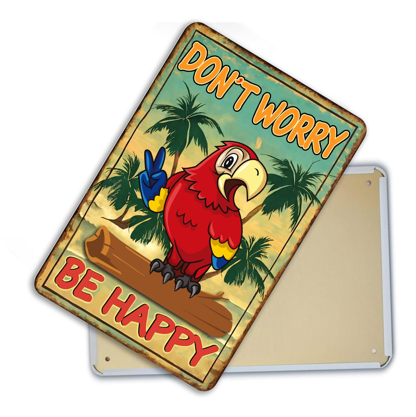 MOUNTWOLF Don't Worry Be Happy 8" x 12" Outdoor Metal Signs for Backyard, Patio, Porch Decor