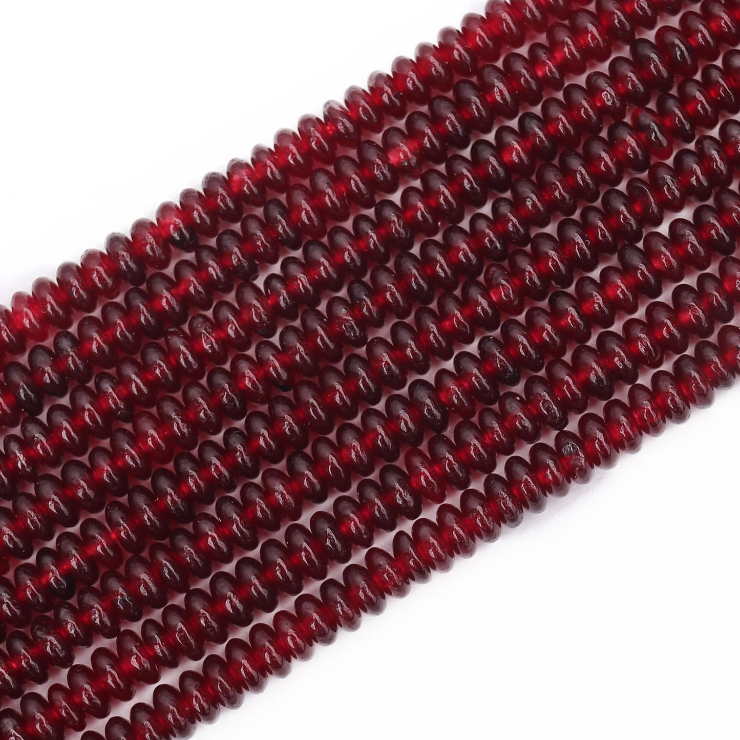 BONNY BOXX 1 Strand (150PCs) Natural 2 * 4mm Garnet Jade Rondelle Beads, Natural Abacus Disk Stone Beads Loose Spacer Gemstone for DIY Bracelet Necklace Jewelry Making