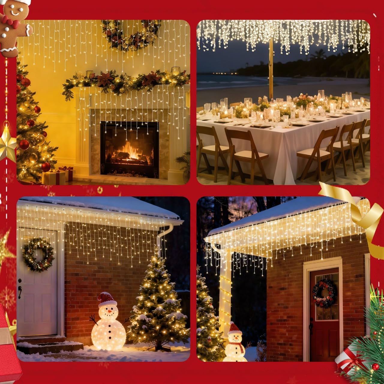 LED Christmas Lights, 100 LED Icicle Lights on 7FT with 4 Inch Spacing - 5MM Wide Angle Warm White Bulbs, IP68 Waterproof & ETL Certified for Outdoor/Indoor