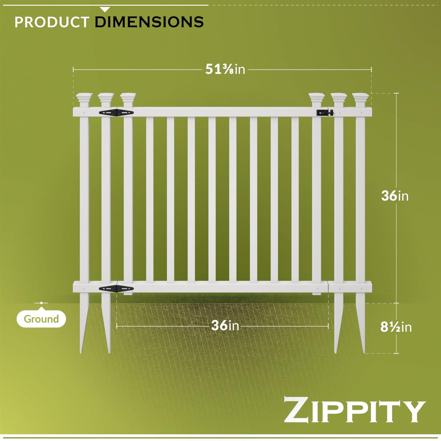 3ft H x 4.2ft W (1 Gate) No Dig Zippity Baskenridge Gate Kit, White Vinyl Picket Fence Gate Kit for Baskenridge Fence Panels, Gate for Backyard, Patio, Outdoor, & Garden Fence, ZP19038