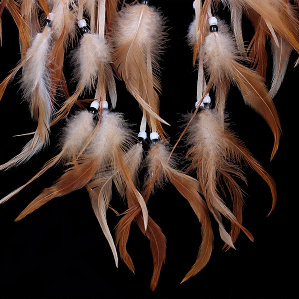 WESTONETEK Large Handmade Dream Catcher Traditional Dreamcatcher Feather Wall Hanging Decoration Ornaments Five Hearts Beige