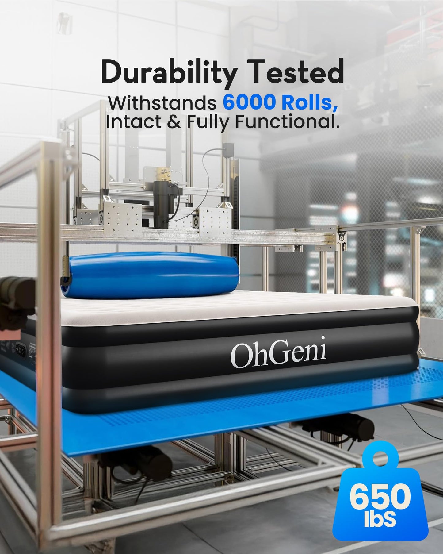 OhGeni Queen Air Mattress with Built in Pump, Ideal Alternative to a Bed, Inflatable Blow Up Mattress 18 Raised Comfort, Portable Bed for Home, Camping, Colchone Inflable, Gift for Mom, 1-Pack Only