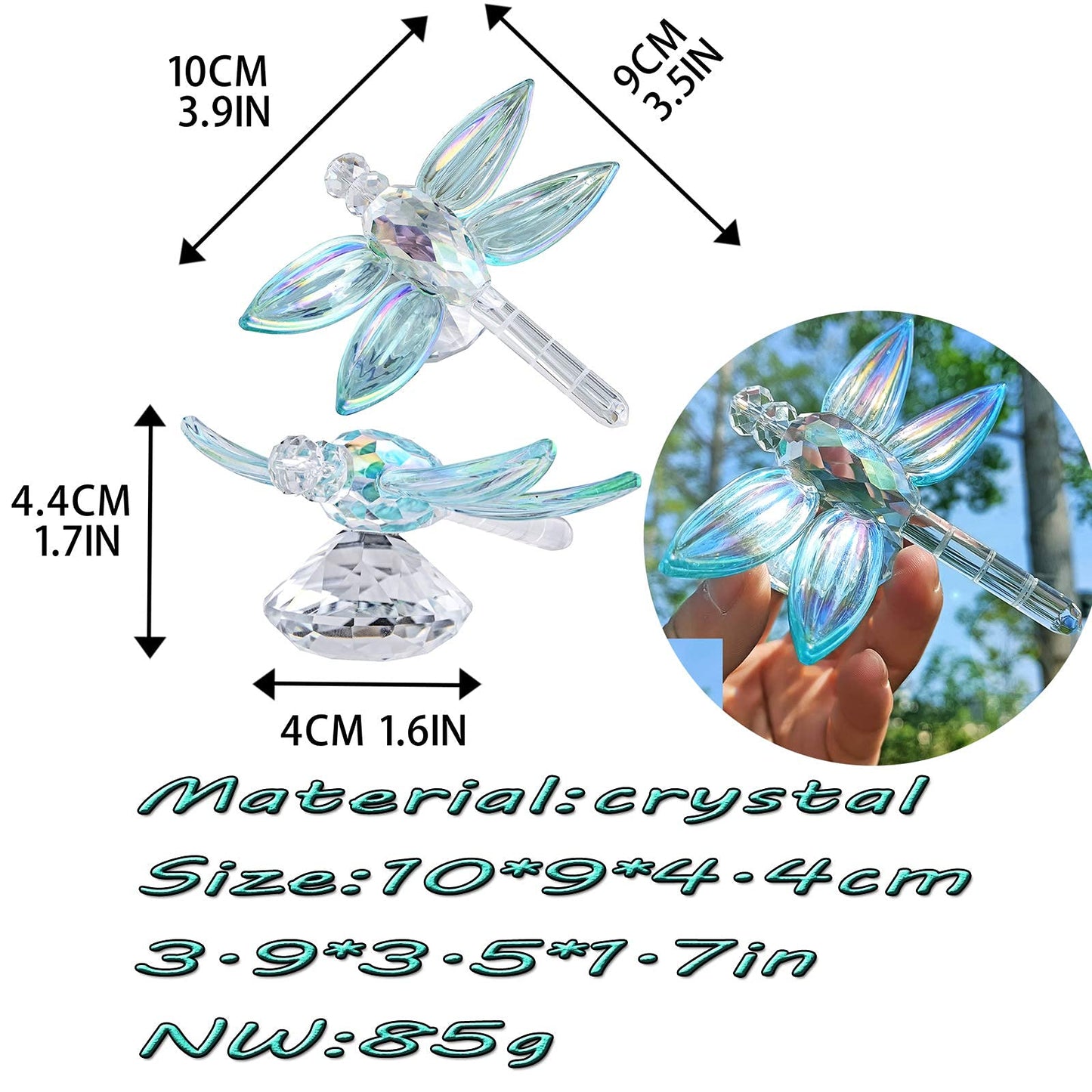 H&D HYALINE & DORA Crystal Dragonfly Figurine Glass Animal Figurines Collectibles Home Decor Paperweight