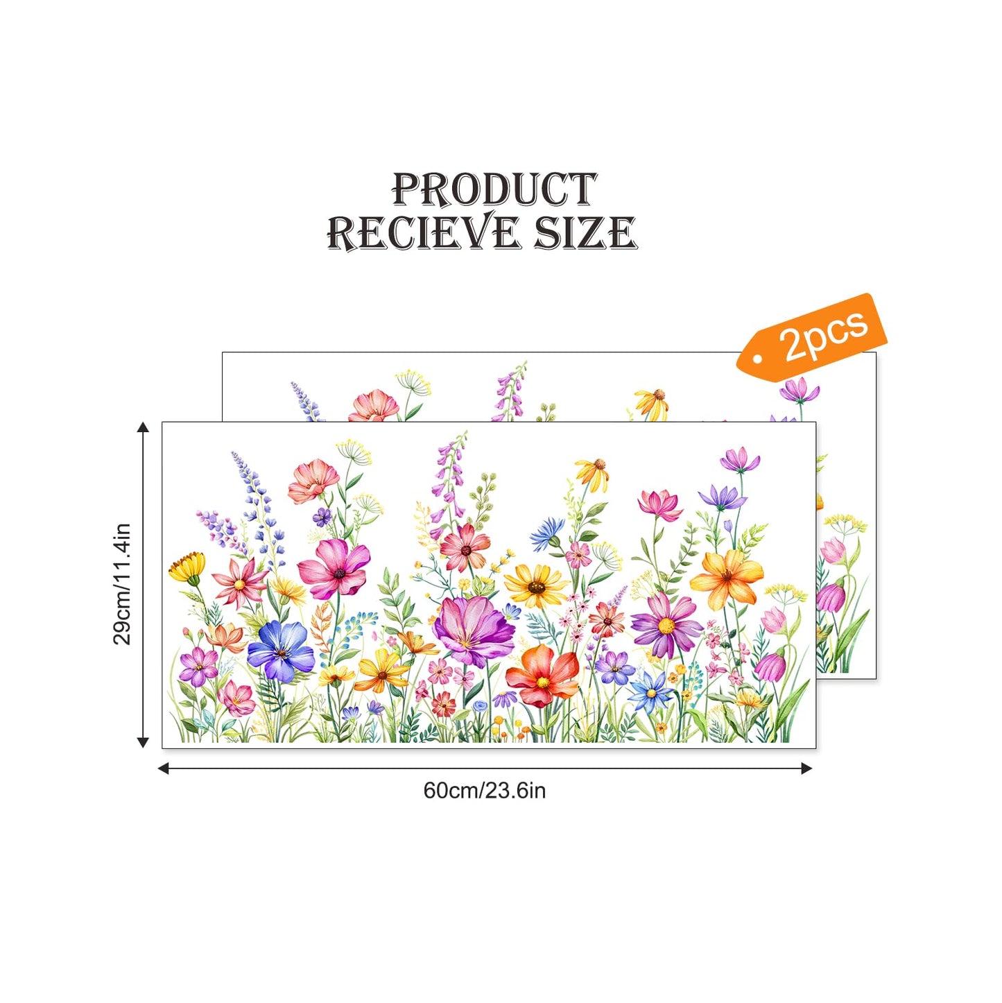 2 Sheets Wildflower Static Window Clings Colorful Spring Summer Floral Window Stickers Double-Sided Anti-Collision Glass Door Mirror Decals