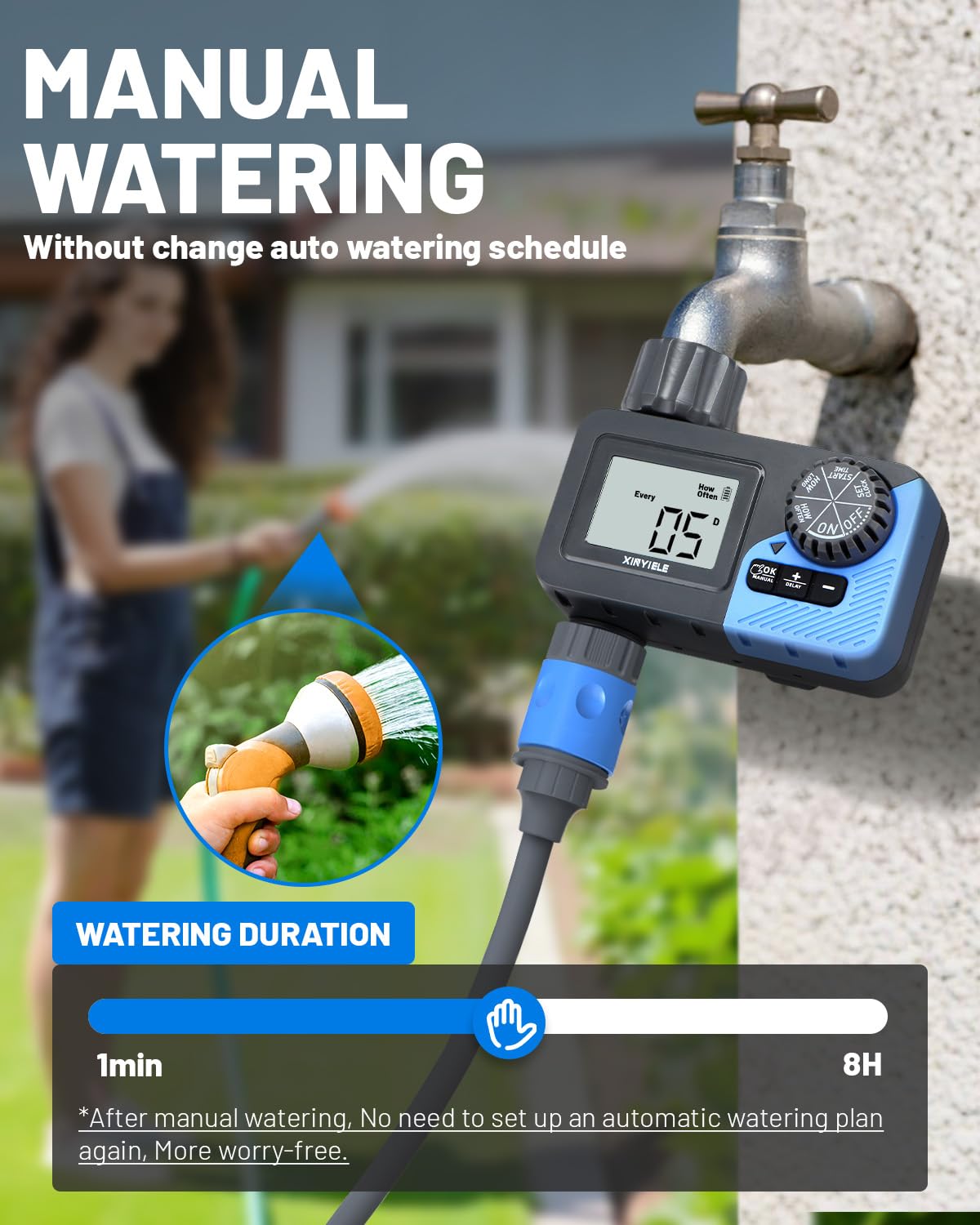 XINYIELE Smart Sprinkler Timer, Programmable Garden Smart Hose Watering System Equipment for Garden, Automatic Irrigation for Yard/Lawn, 1 Outlet