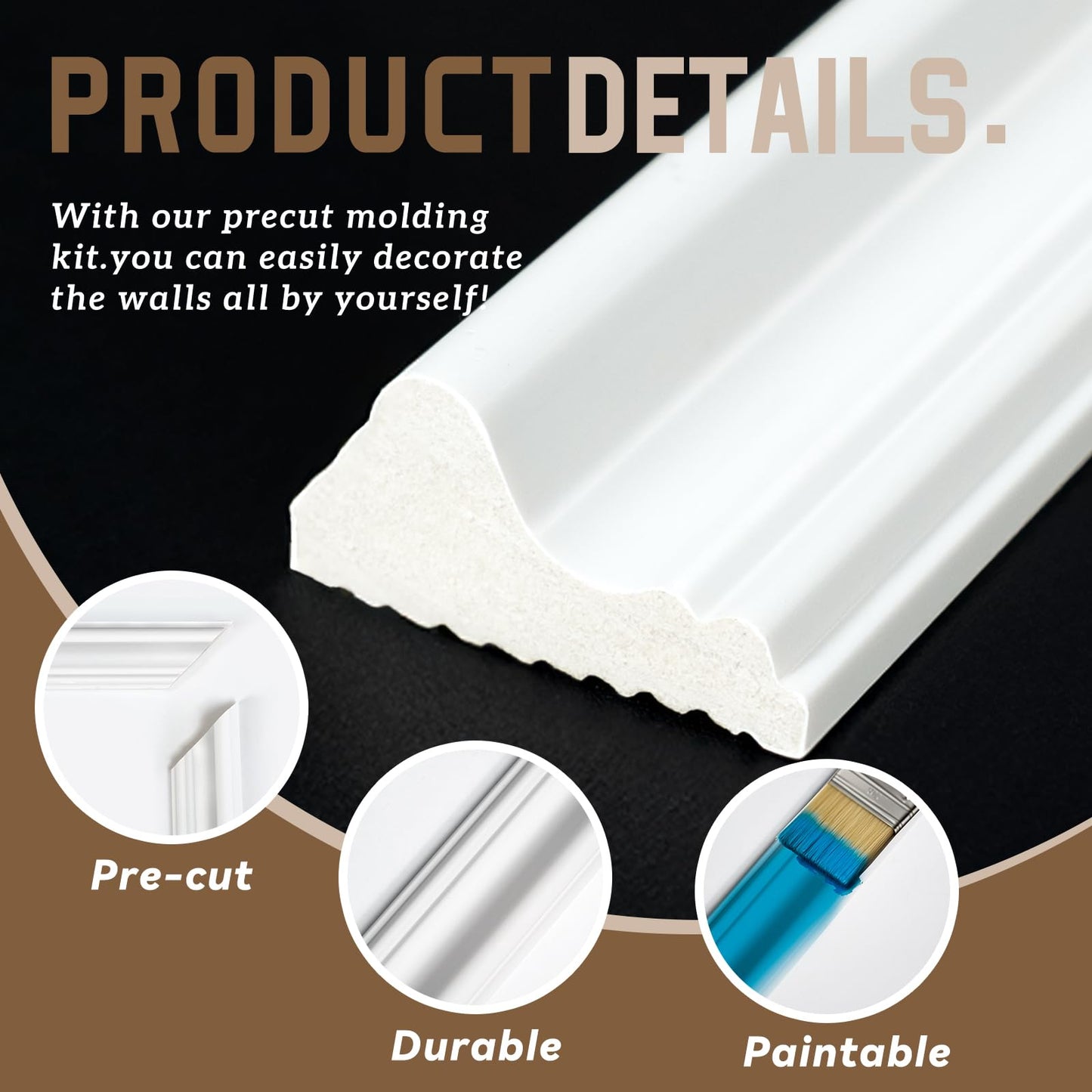 NOTASA Peel and Stick Wall Molding Kit, Accent Wall Panels for Interior Wall Decor with Double-Sided Tape, 3 Set Pre-Cut PS Wainscoting Panels (50 * 40 in)