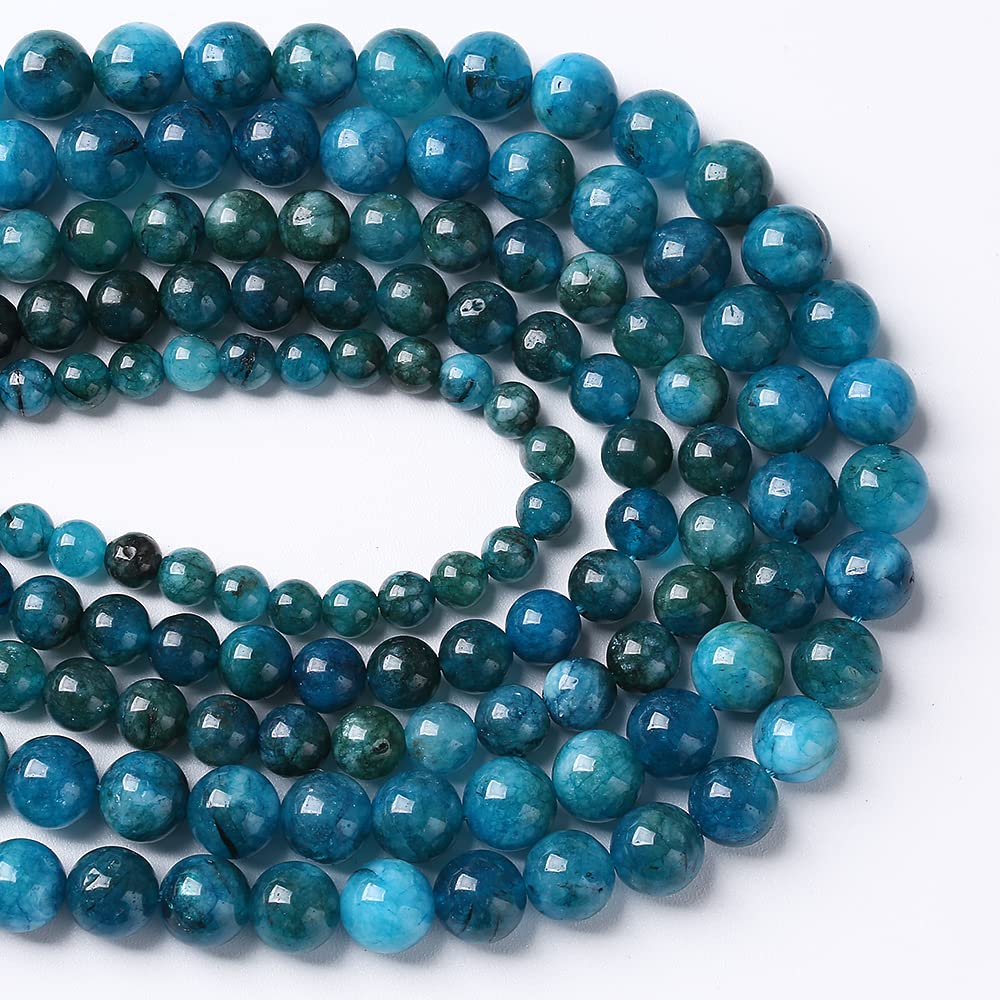 10mm 36pcs Natural Stone Blue Apatite Beads for Jewelry Making DIY Bracelet Necklace Accessories 15" Energy Healing Power Stone Beads (Blue Apatite Jades, 10mm)
