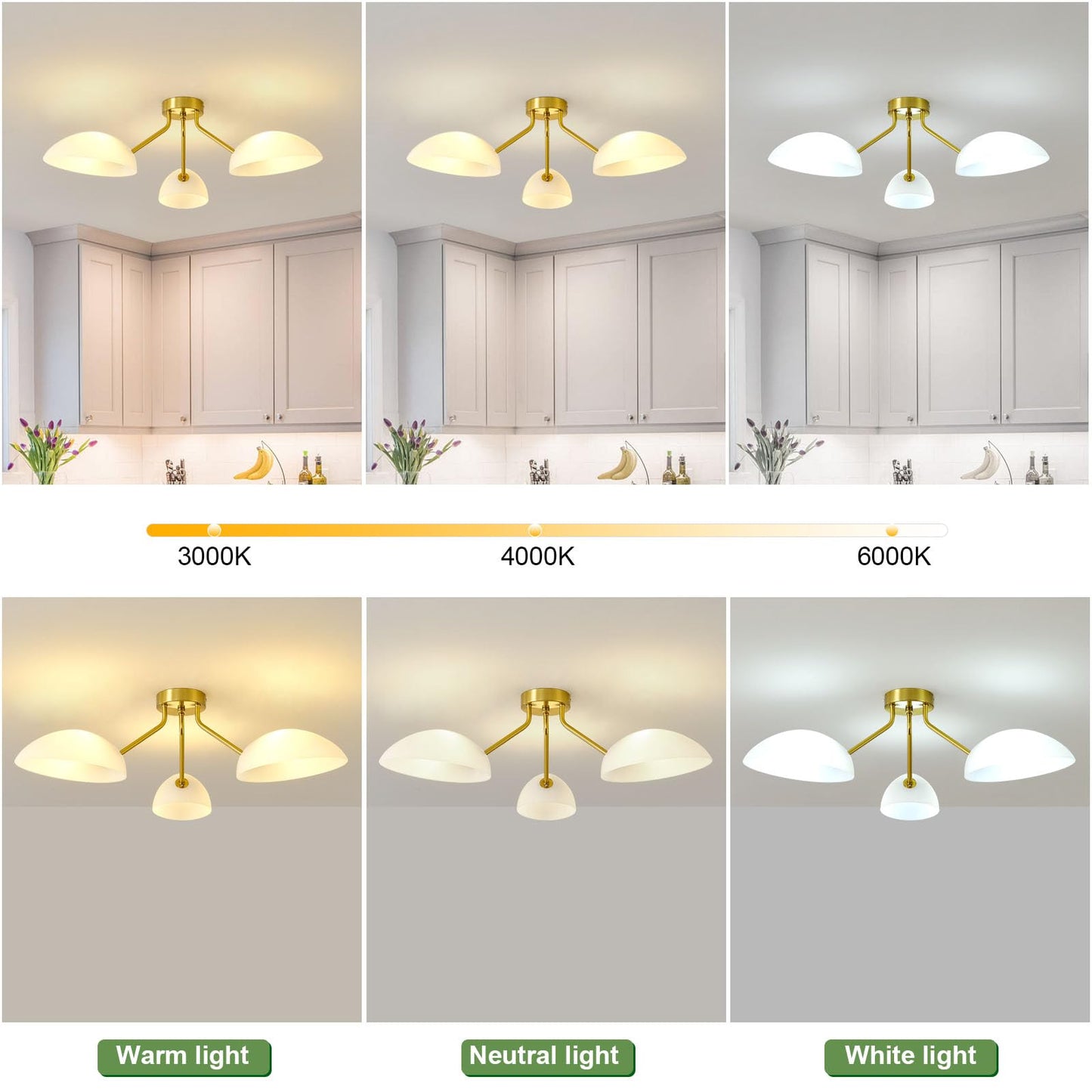 XIAOQIWU 31.5”Gold-Plated Modern Ceiling Light Chandelier Light Fixture for Bedroom and Living Room Ceiling - Adjustable Light and Color with Acrylic lampshade - Sputnik Ceiling Light