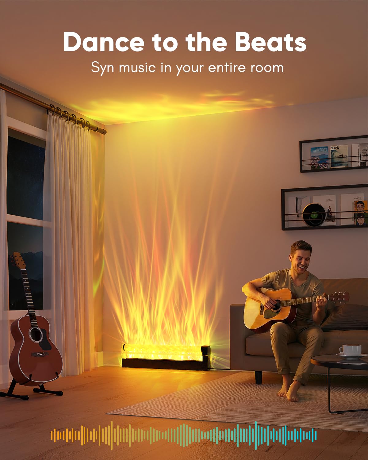 RGB Led Light for Wall Decor, Ambient Lighting for Bedroom, Mood Lighting for Living Room, Ocean Wave Light Projector Light for Game Room