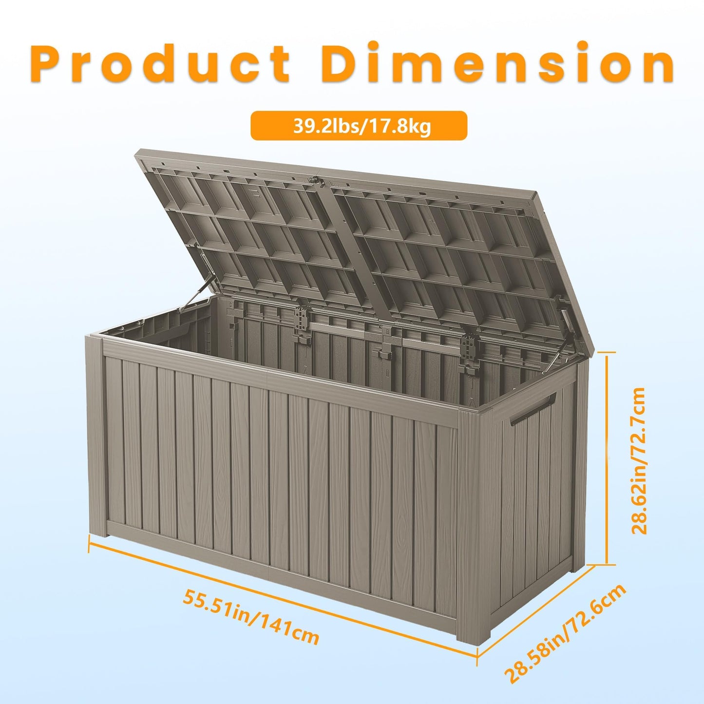 PATIOEASY Outdoor Storage Box 205GAL Waterproof Resin Deck Box,Pool Accessories Supplies，UV-Resistant Lockable Package Delivery Bin for Garden Tools,Large Patio Outside Cushions,Chest,Furniture,Grey