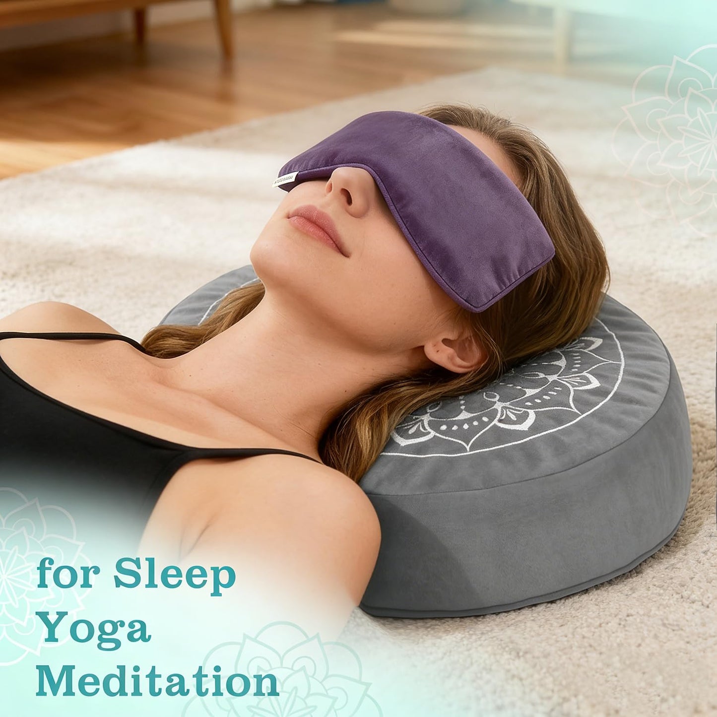 Hihealer Meditation Cushion, Traditional Tibetan Meditation Pillow Velvet Cover - Large Floor Cushion Seating for Adults - Yoga Buckwheat Bolster for Women、Moms