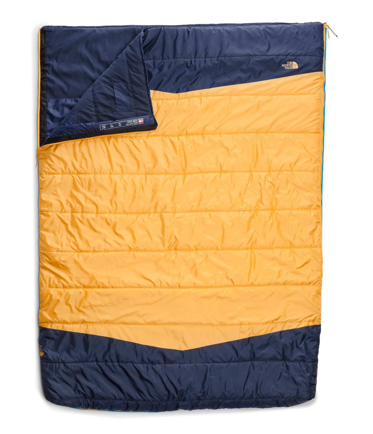 THE NORTH FACE Dolomite 2 Person Sleeping Bag 15F / -9C - Rectangular, 3-in-1 Insulation, Water Repellent, Fleece Lined, Hyper Blue/Radiant Yellow-NPF, Regular