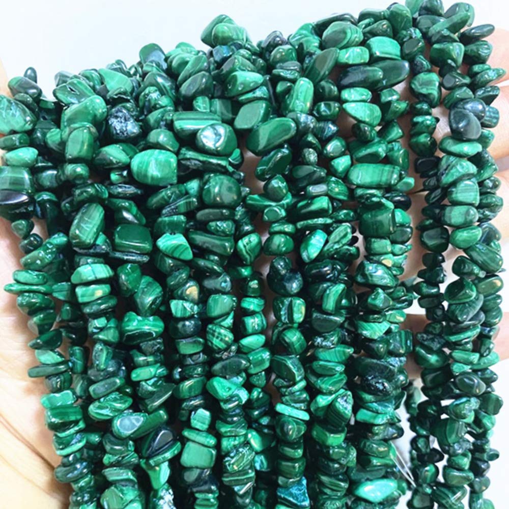 PLTbeads Gemstone Chips Natural Malachite 3-5mm Healing Crystals Waist Bracelets Necklace Kit Irregular Stone DIY Crafts Design Jewelry Making Approxi 32 inch