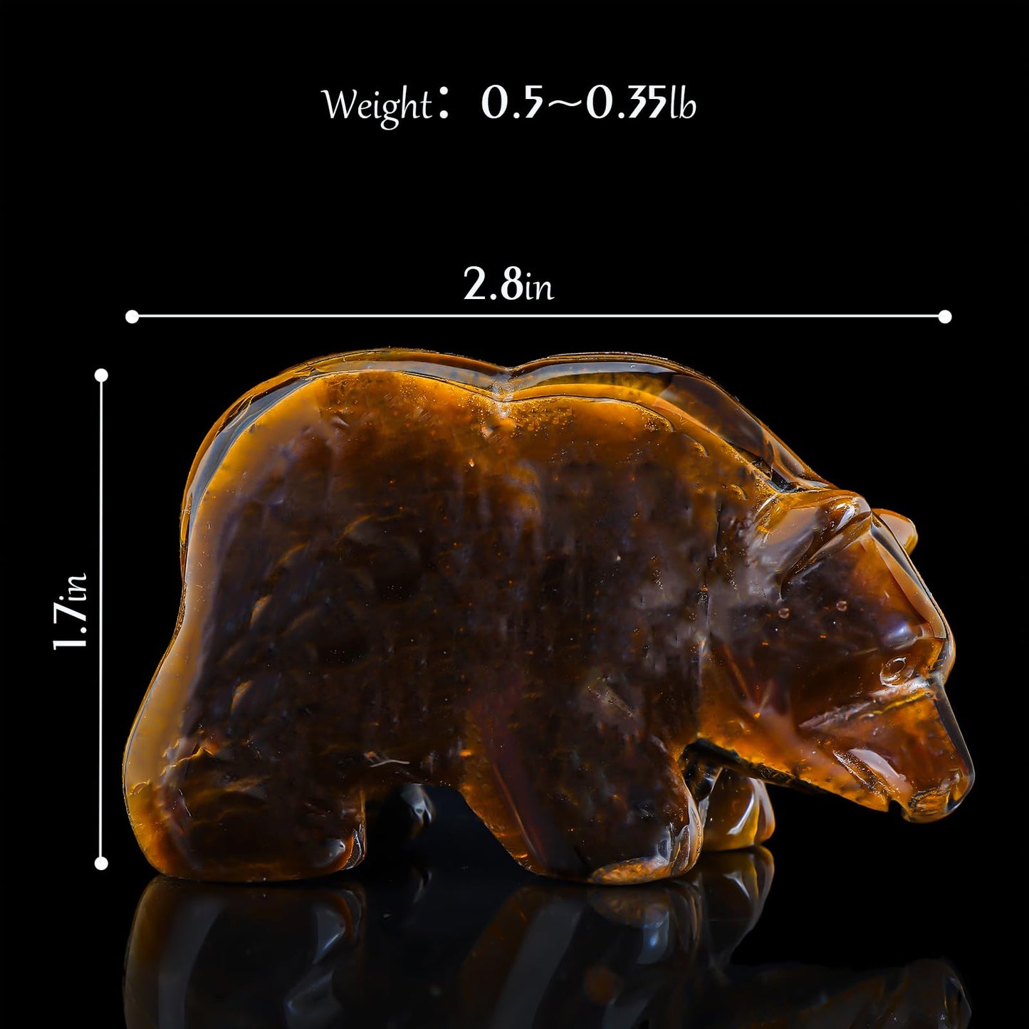 Hxswkk 3" Yellow Tiger Eye Crystal Bear Figurine Gifts for Hand Carved, Gemstone for Office Bear Statues Home Decor