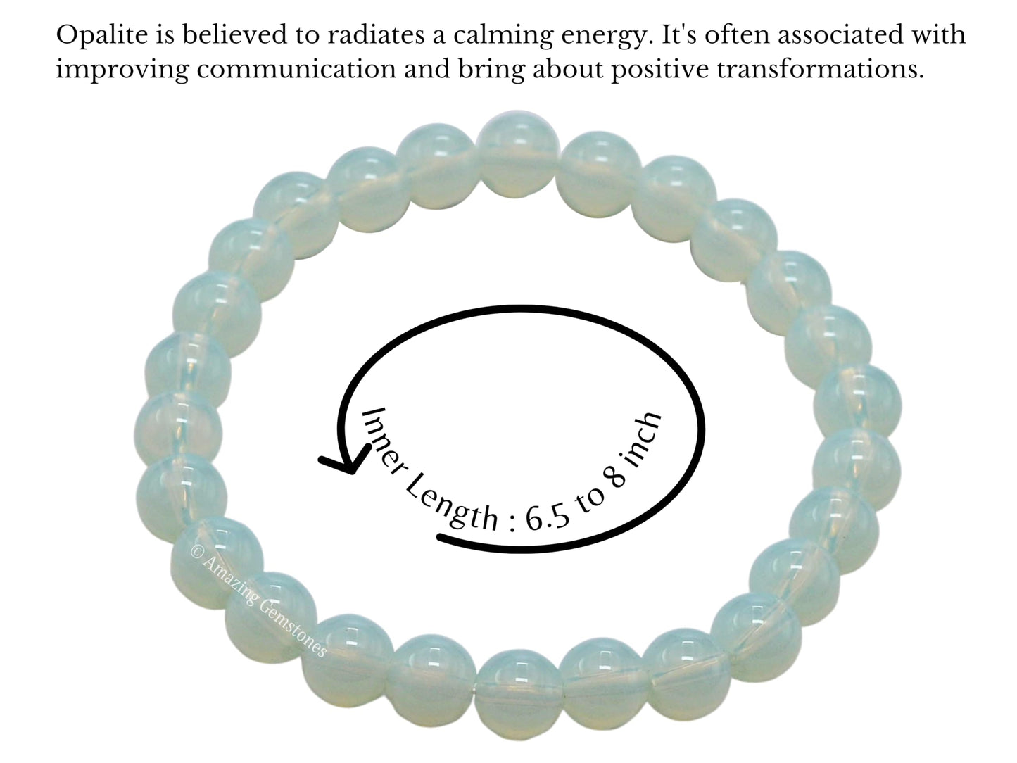 Amazing Gemstone Crystal Bracelet for Women Men's Gifts - Protection Healing Crystal Bracelet - 8mm Gemstone Beaded Stretchable Bracelet Pulseras Para Hombres Mujer Stocking Stuffers Mothers Day Gift (Opalite)