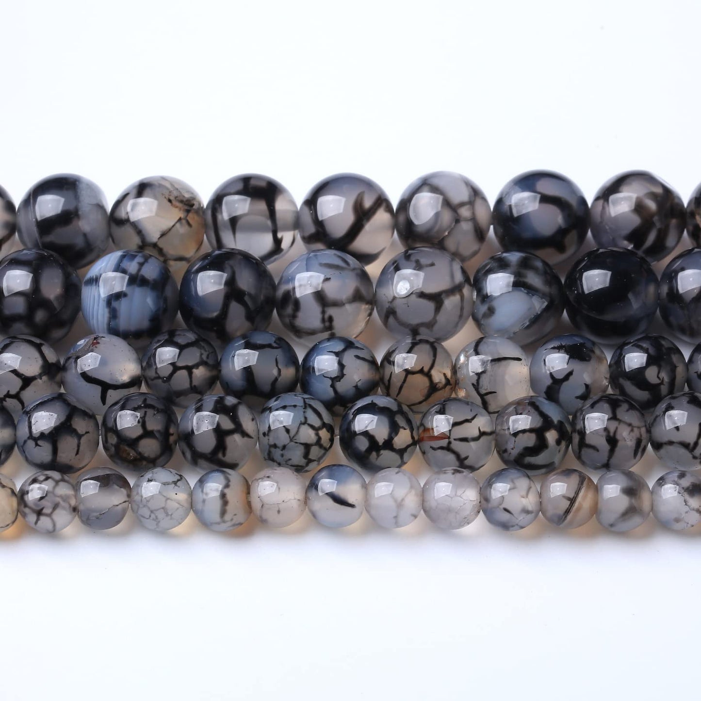10mm 36pcs Natural Black Dragon Vein Agate Stone Beads for Jewelry Making DIY Bracelet Necklace Accessories 15" Energy Healing Power Stone Beads (Black Dragon Vein Agate, 10mm)