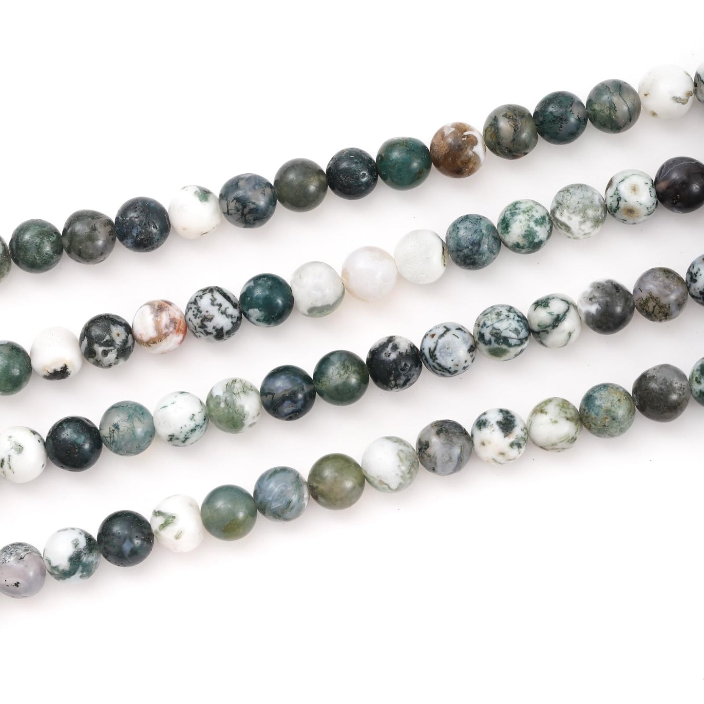 10mm 38pcs DIY Natural Tree Agate Stone Beads Round Healing Crystal Gemstone Loose Beads for Jewelry Making Handmade Bracelet Necklace